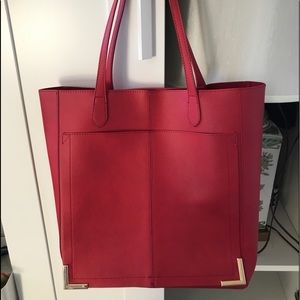 Beautiful red tote, leather